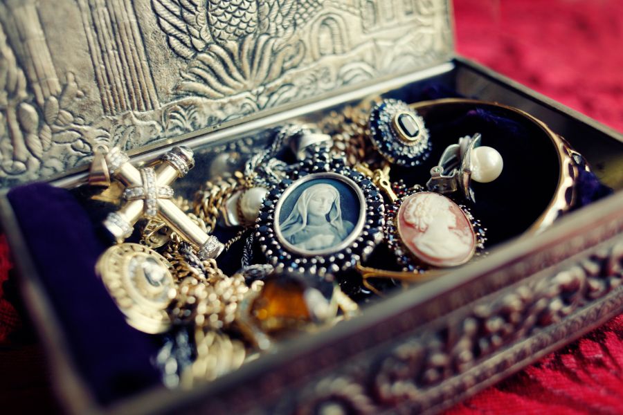 Box of heirloom jewelry