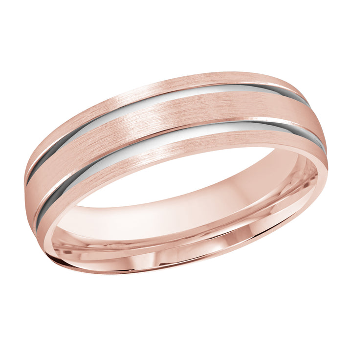 M3 393 6PW 01   A Pink White Wedding Band available in 10K  14K and 18K Gold