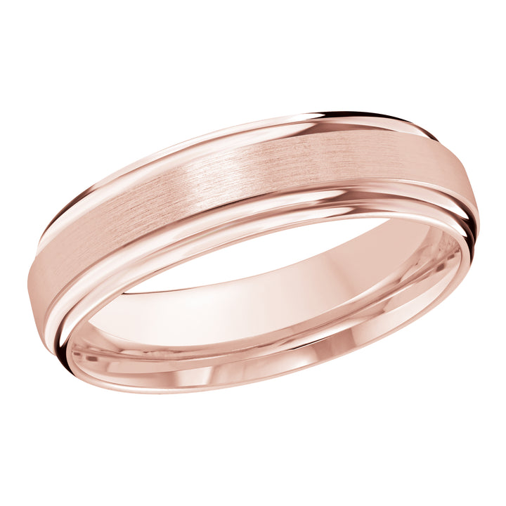 M3 058 6P 01   A Pink Wedding Band available in 10K  14K and 18K Gold