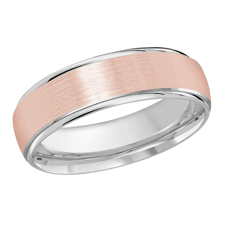 M3 1166 6WP 01   A White   Pink Wedding Band available in 10K  14K and 18K Gold