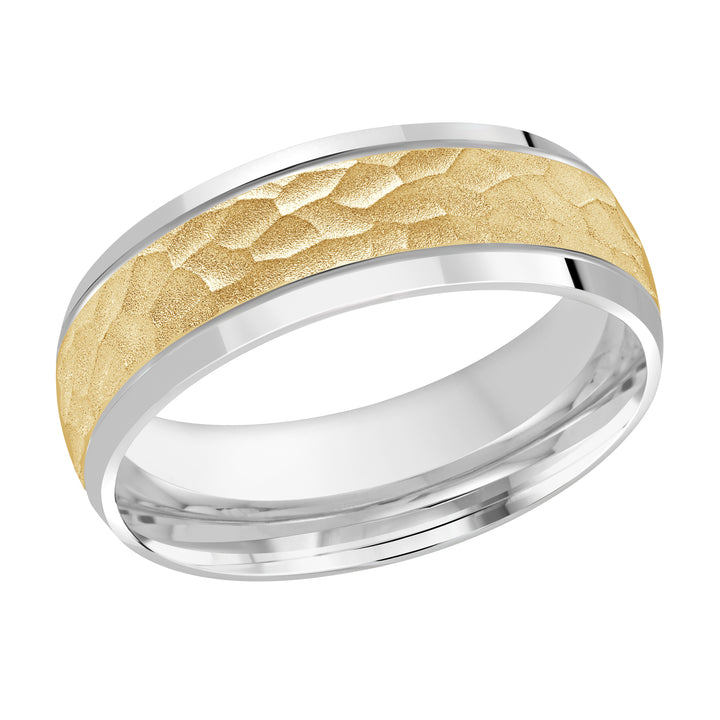 M3 896 7WY 02   A White   Yellow Wedding Band available in 10K  14K and 18K Gold