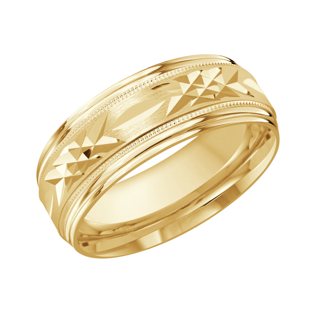 M3 007 8Y 01   A Yellow Wedding Band available in 10K  14K and 18K Gold