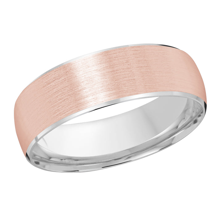 M3 249 7WP 01   A White   Pink Wedding Band available in 10K  14K and 18K Gold