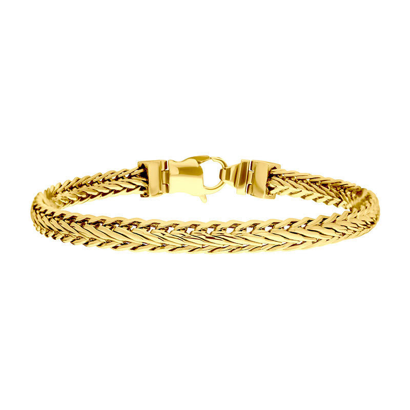 18Kt Gold IP Double Diamond Cut Spiga Chain Bracelet