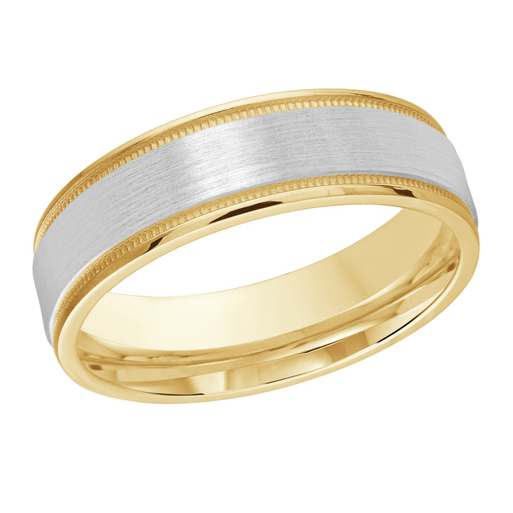 M3 1174 6YW 01   A Yellow   White Wedding Band available in 10K  14K and 18K Gold