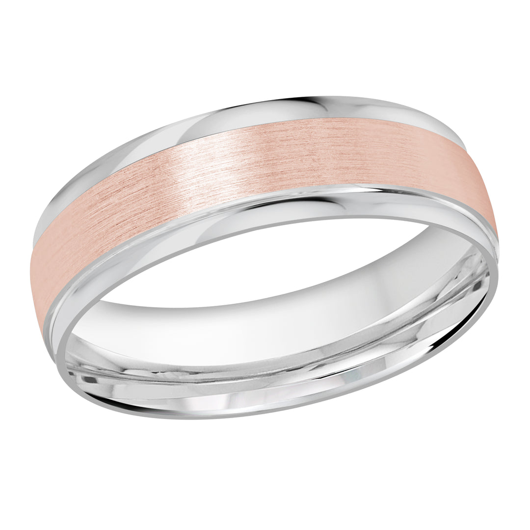 M3 1225 6WP 01   A White   Pink Wedding Band available in 10K  14K and 18K Gold