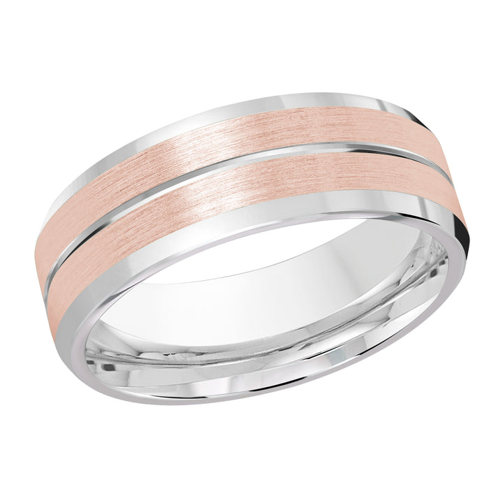 M3 697 8WP 01   A White   Pink Wedding Band available in 10K  14K and 18K Gold