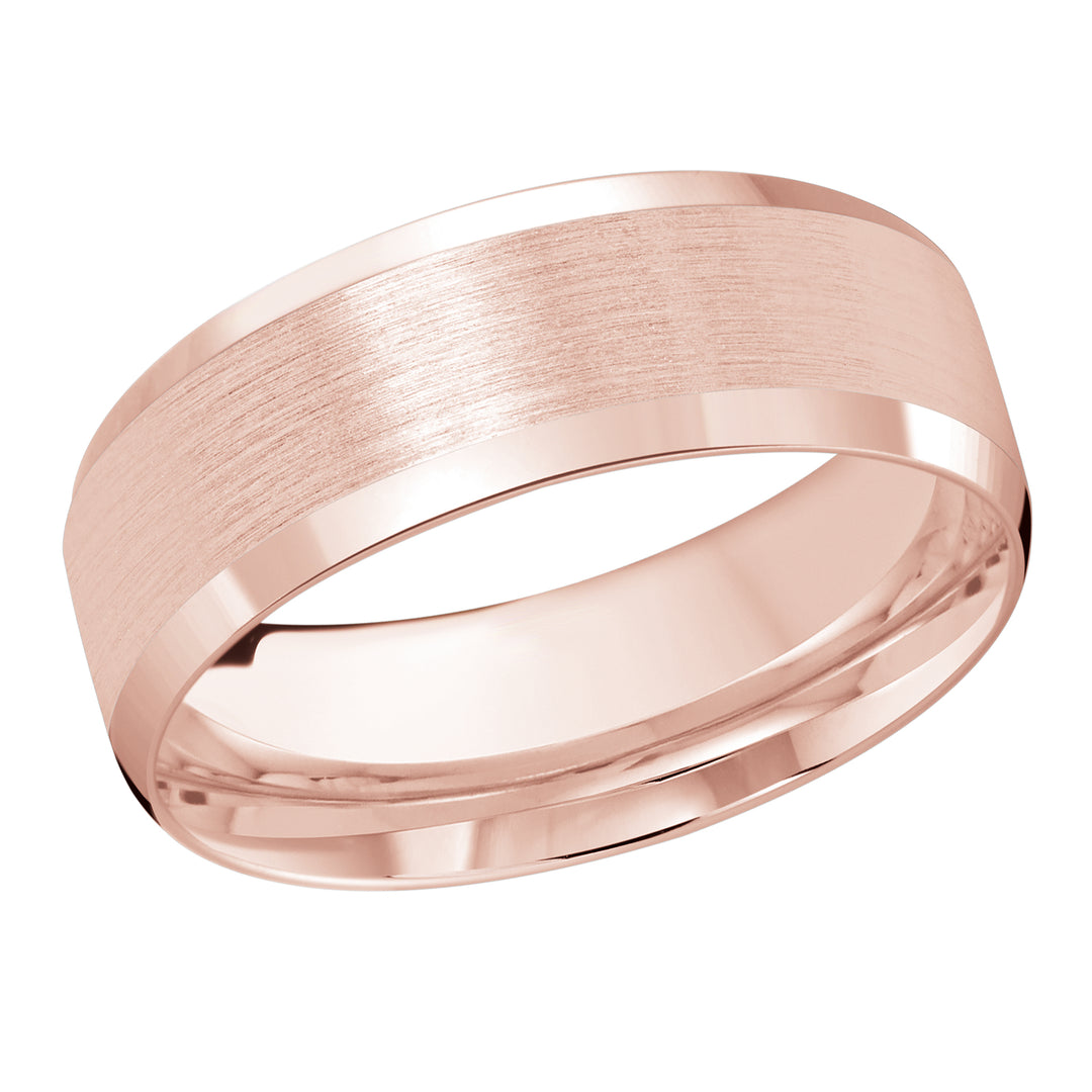 M3 1105 8P 01   A Pink Wedding Band available in 10K  14K and 18K Gold