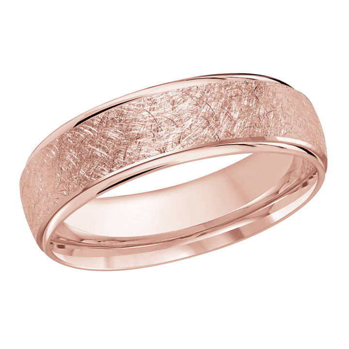 M3 081 6P 04   A Pink Wedding Band available in 10K  14K and 18K Gold