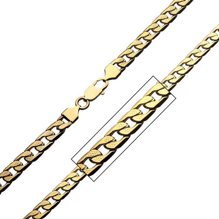 Stainless Steel & Gold IP 7.5mm Figaro Chain Necklace