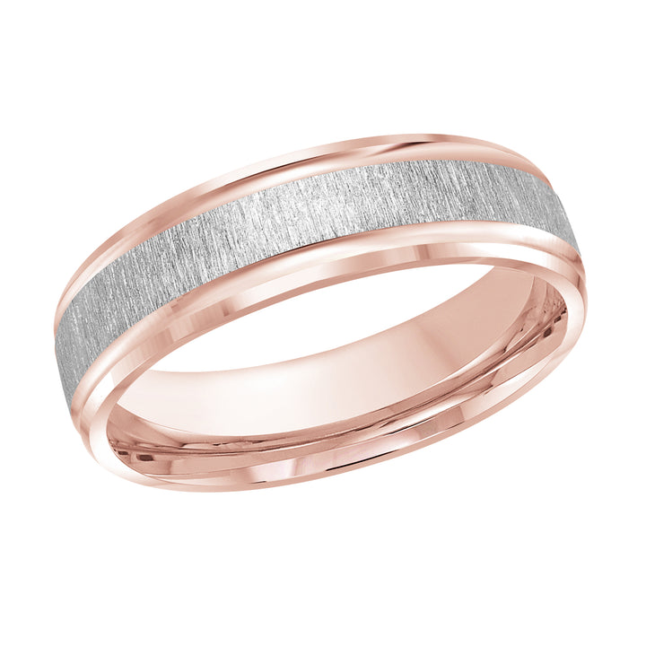 M3 411 6PW 06   A Pink White Wedding Band available in 10K  14K and 18K Gold