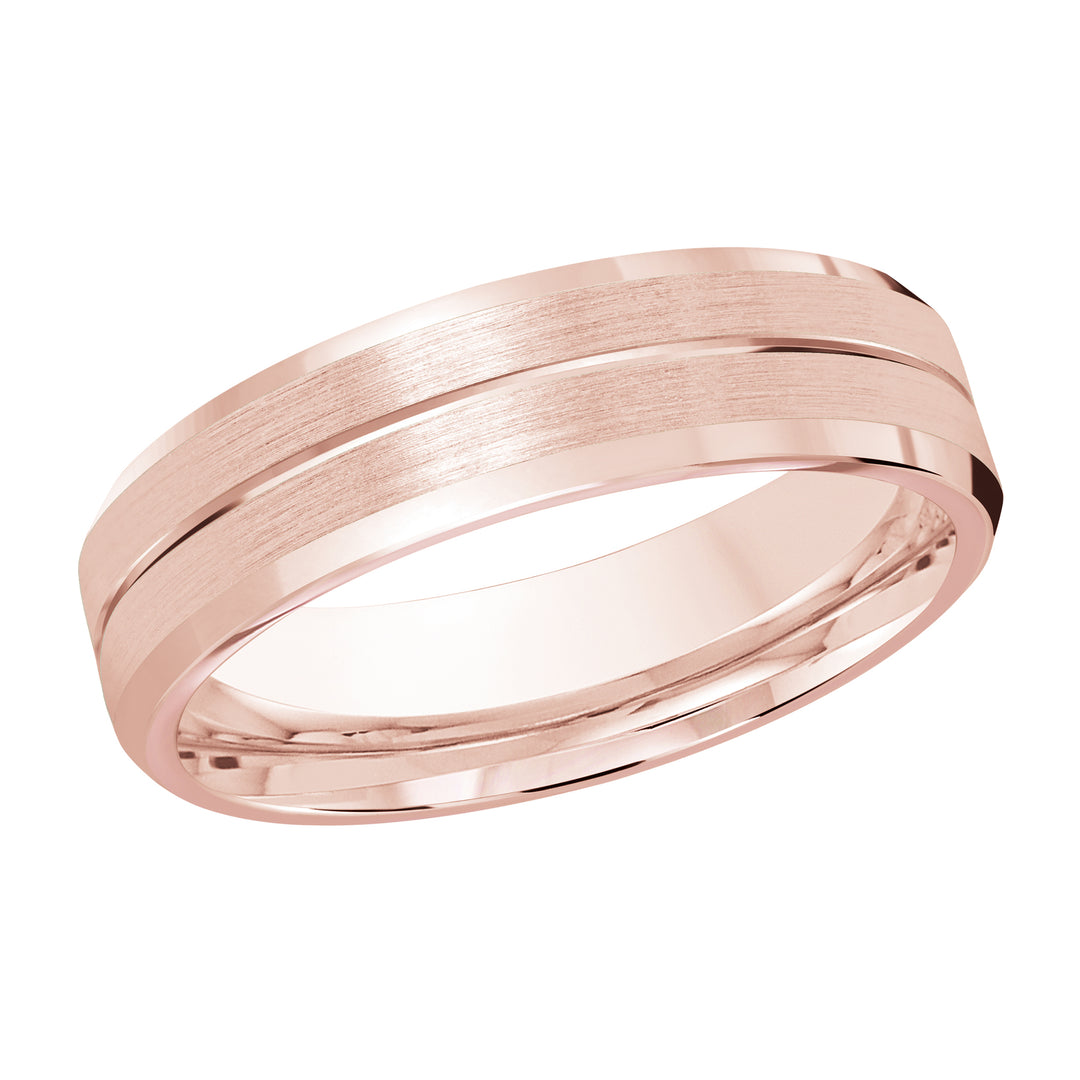 M3 697 6P 01   A Pink Wedding Band available in 10K  14K and 18K Gold