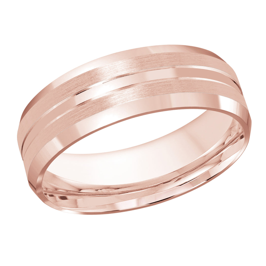 M3 1051 7P 01   A Pink Wedding Band available in 10K  14K and 18K Gold