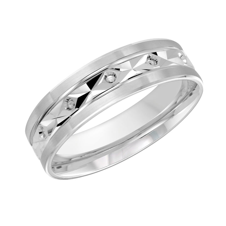 M3 086 6W 01   A White Wedding Band available in 10K  14K  8K Gold and Platinum