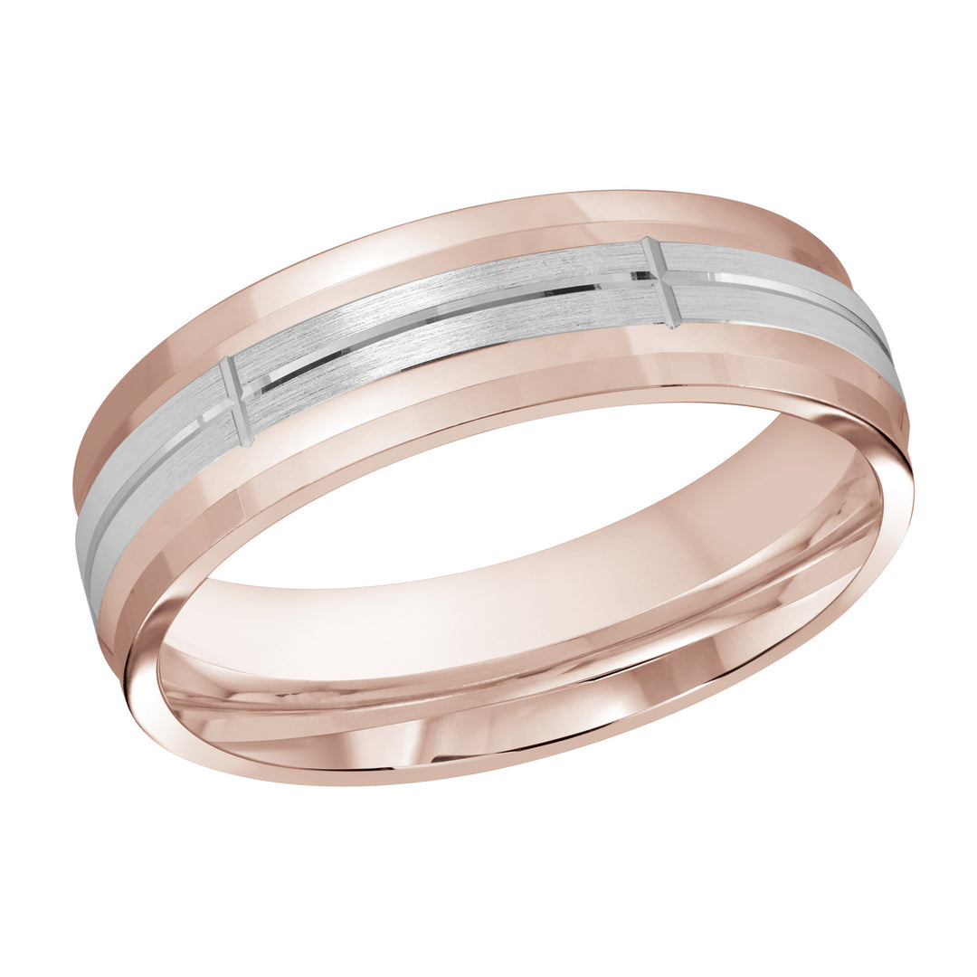 M3 693 6PW 01   A Pink White Wedding Band available in 10K  14K and 18K Gold