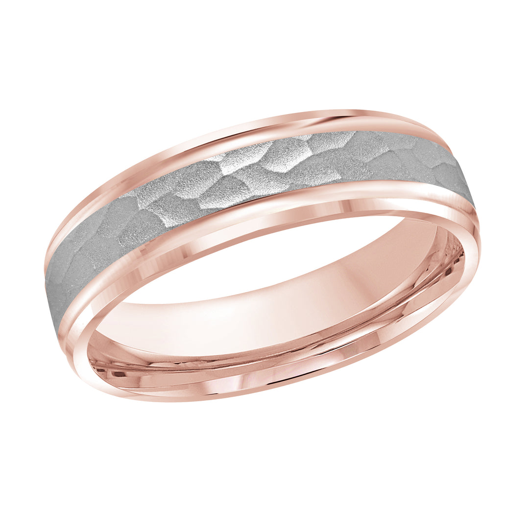 M3 411 6PW 02   A Pink White Wedding Band available in 10K  14K and 18K Gold