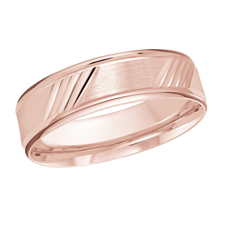 M3 042 6P 00   A Pink Wedding Band available in 10K  14K and 18K Gold