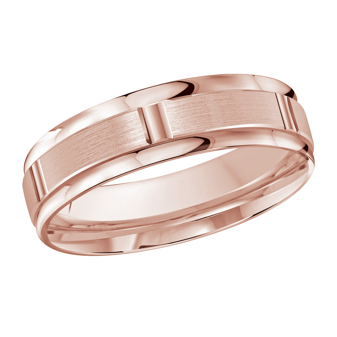 M3 636 6P 01   A Pink Wedding Band available in 10K  14K and 18K Gold