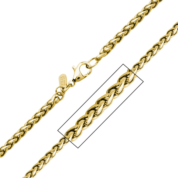 3mm Gold IP Round Wheat Chain