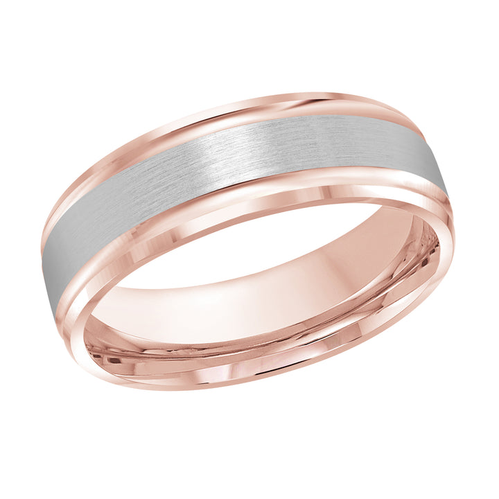 M3 411 7PW 01   A Pink White Wedding Band available in 10K  14K and 18K Gold