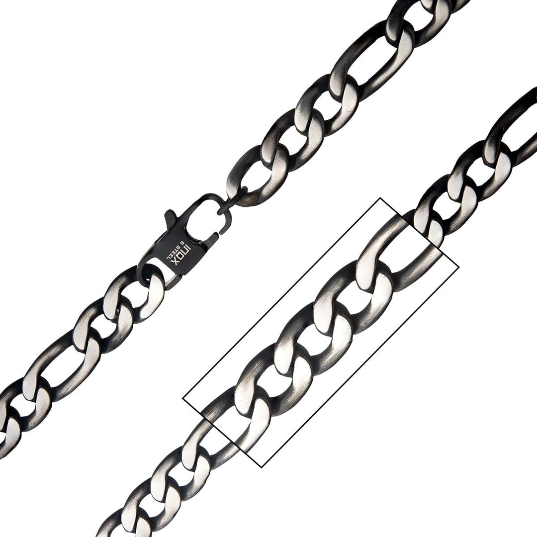 Black IP Figaro Chain Necklace