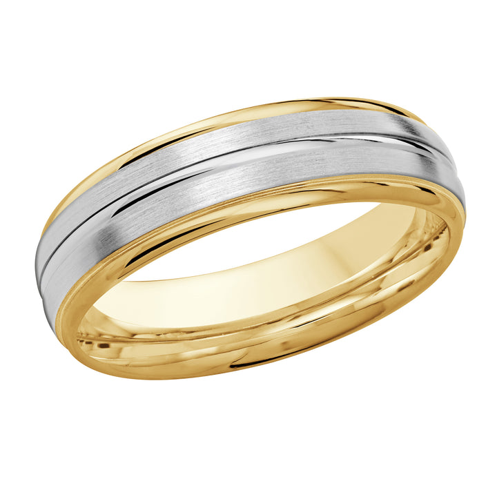 M3 016 6YW 01   A Yellow   White Wedding Band available in 10K  14K and 18K Gold