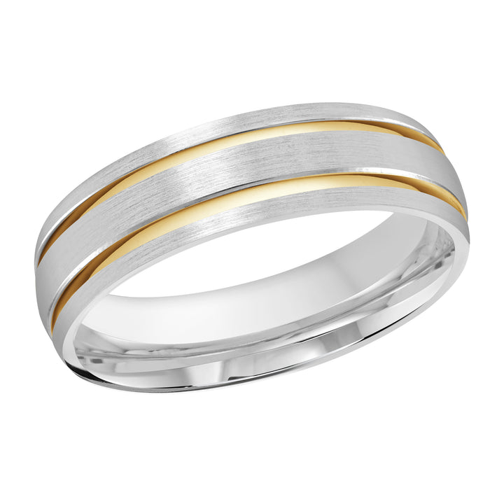 M3 393 6WY 01   A White   Yellow Wedding Band available in 10K  14K and 18K Gold