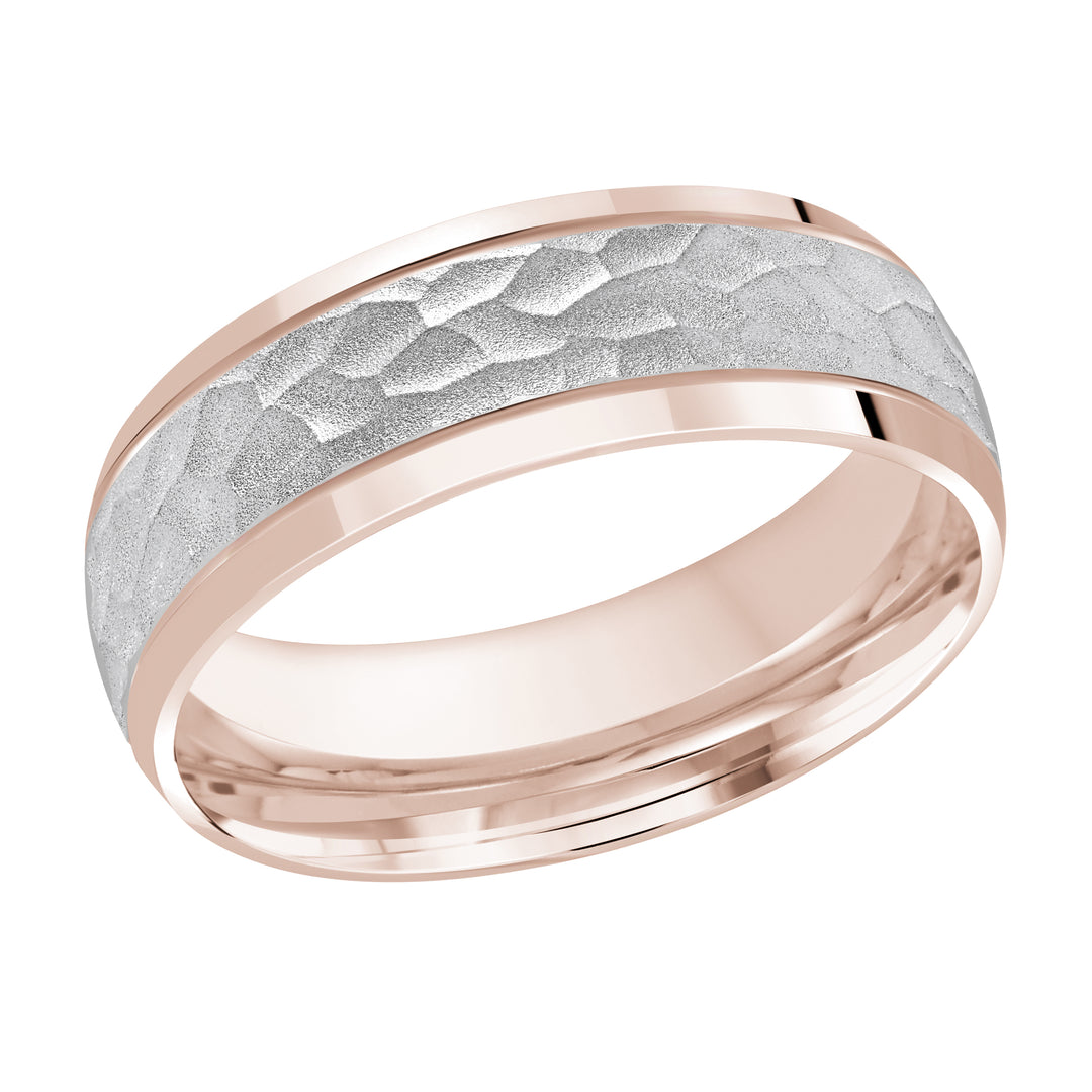 M3 896 7PW 02   A Pink White Wedding Band available in 10K  14K and 18K Gold