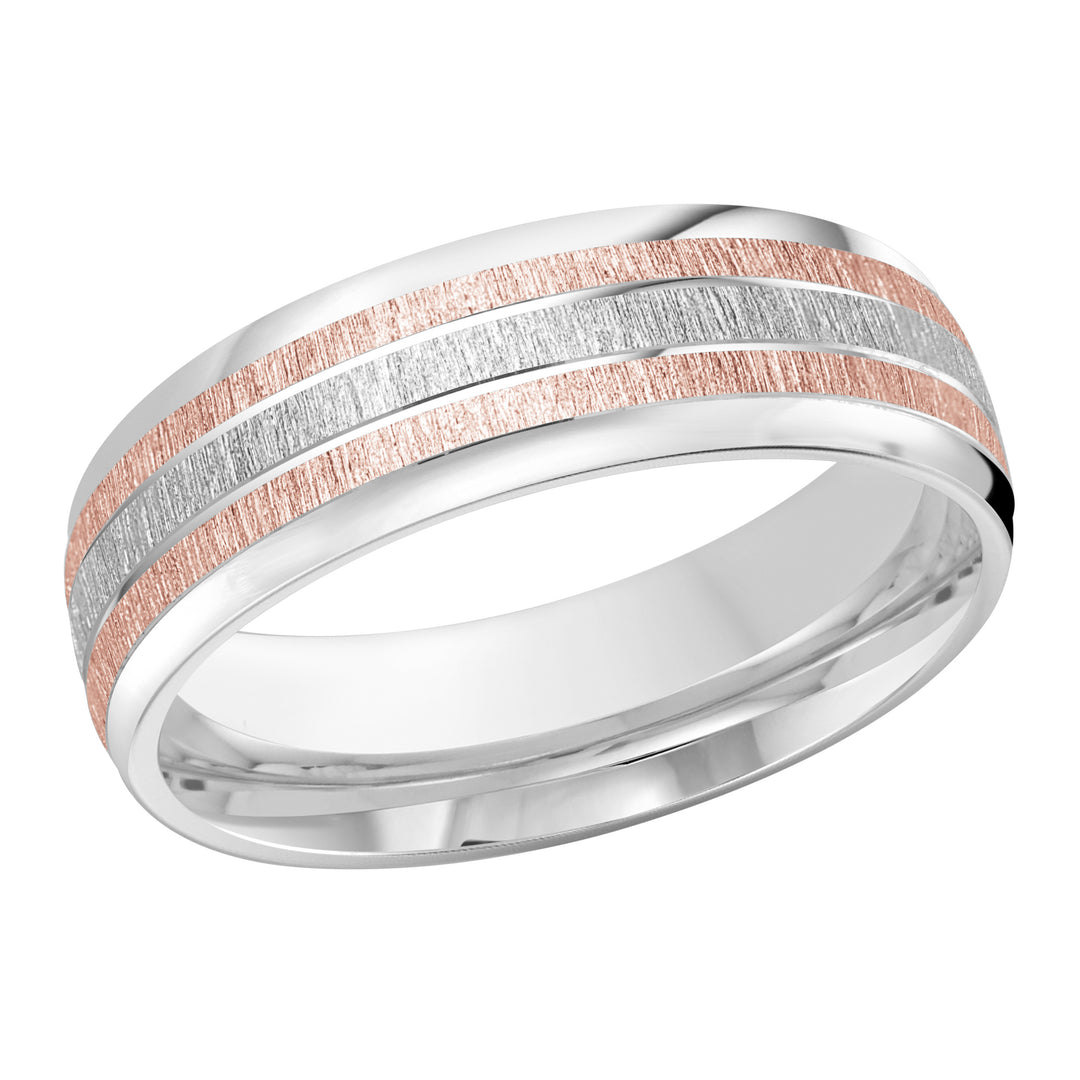 M3 722 7WP 06   A White   Pink Wedding Band available in 10K  14K and 18K Gold