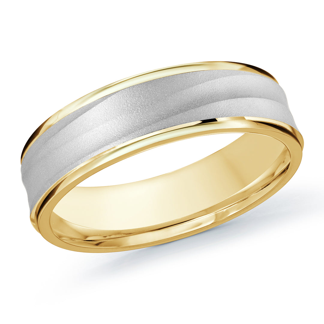 M3 914 6YW 07   A Yellow   White Wedding Band available in 10K  14K and 18K Gold