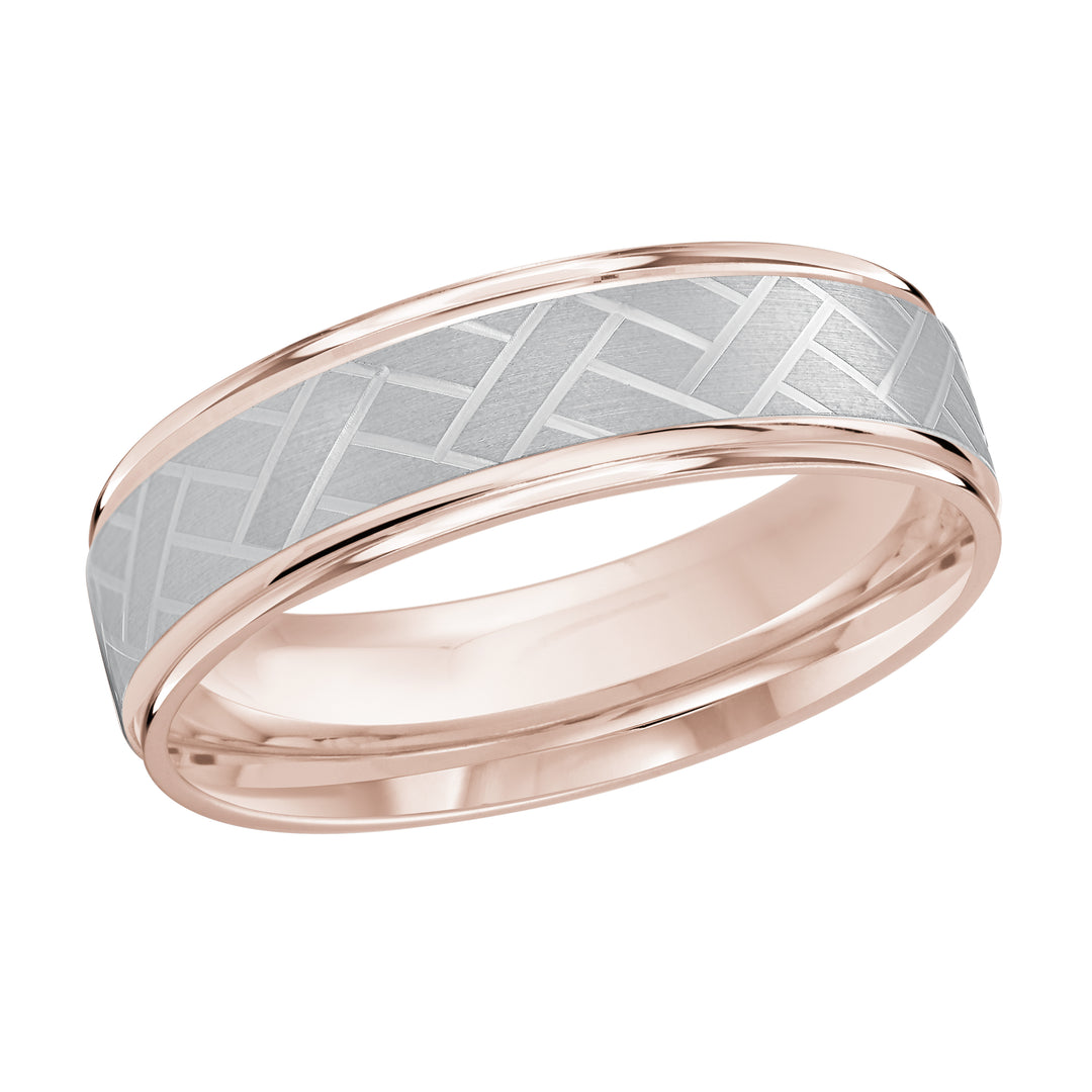 M3 1200 6PW 01   A Pink White Wedding Band available in 10K  14K and 18K Gold