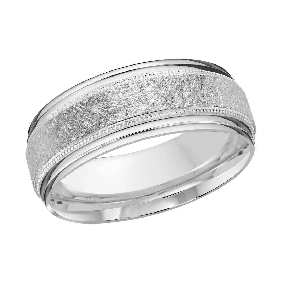 M3 008 8W 04   A White Wedding Band available in 10K  14K  8K Gold and Platinum