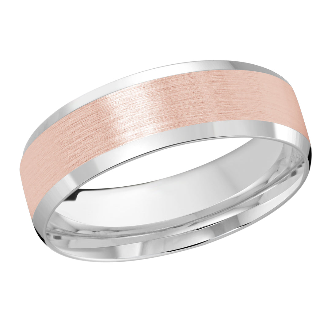 M3 1105 7WP 01   A White   Pink Wedding Band available in 10K  14K and 18K Gold