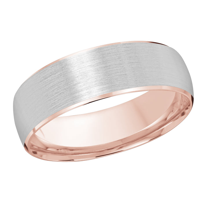 M3 249 7PW 01   A Pink White Wedding Band available in 10K  14K and 18K Gold