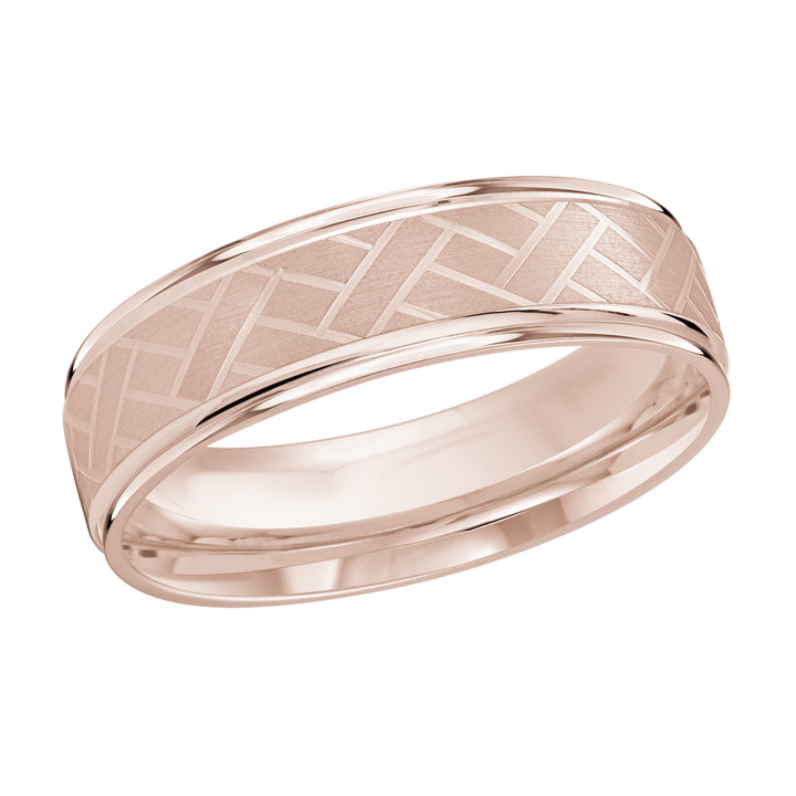 M3 1200 6P 01   A Pink Wedding Band available in 10K  14K and 18K Gold