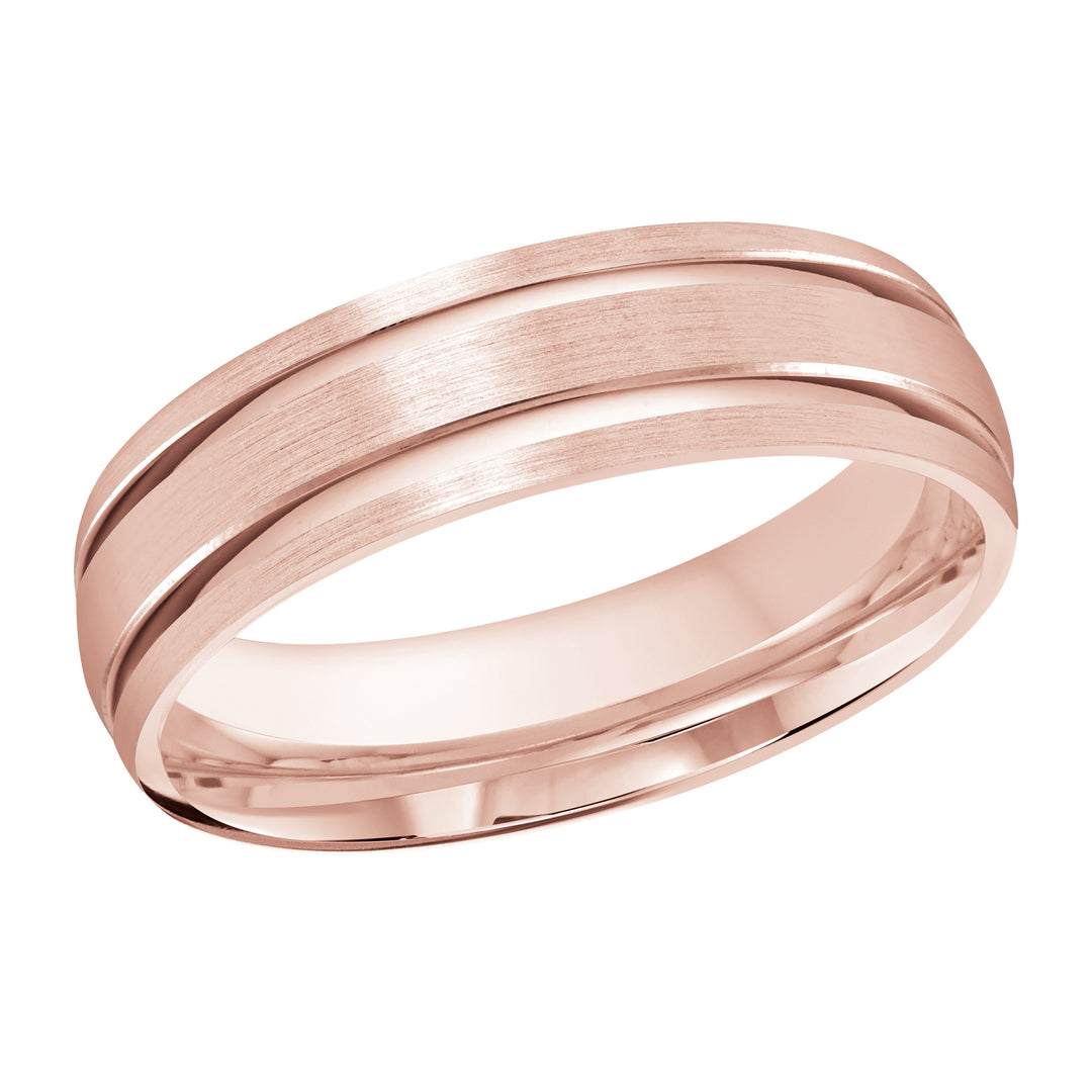 M3 393 6P 01   A Pink Wedding Band available in 10K  14K and 18K Gold