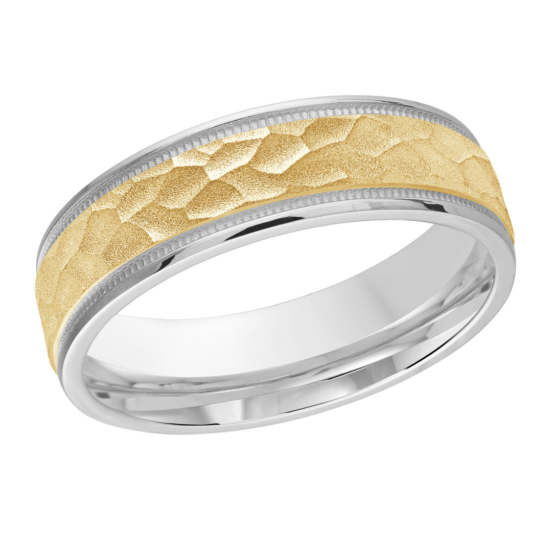 M3 303 6WY 02   A White   Yellow Wedding Band available in 10K  14K and 18K Gold