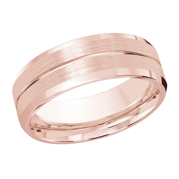 M3 697 8P 01   A Pink Wedding Band available in 10K  14K and 18K Gold