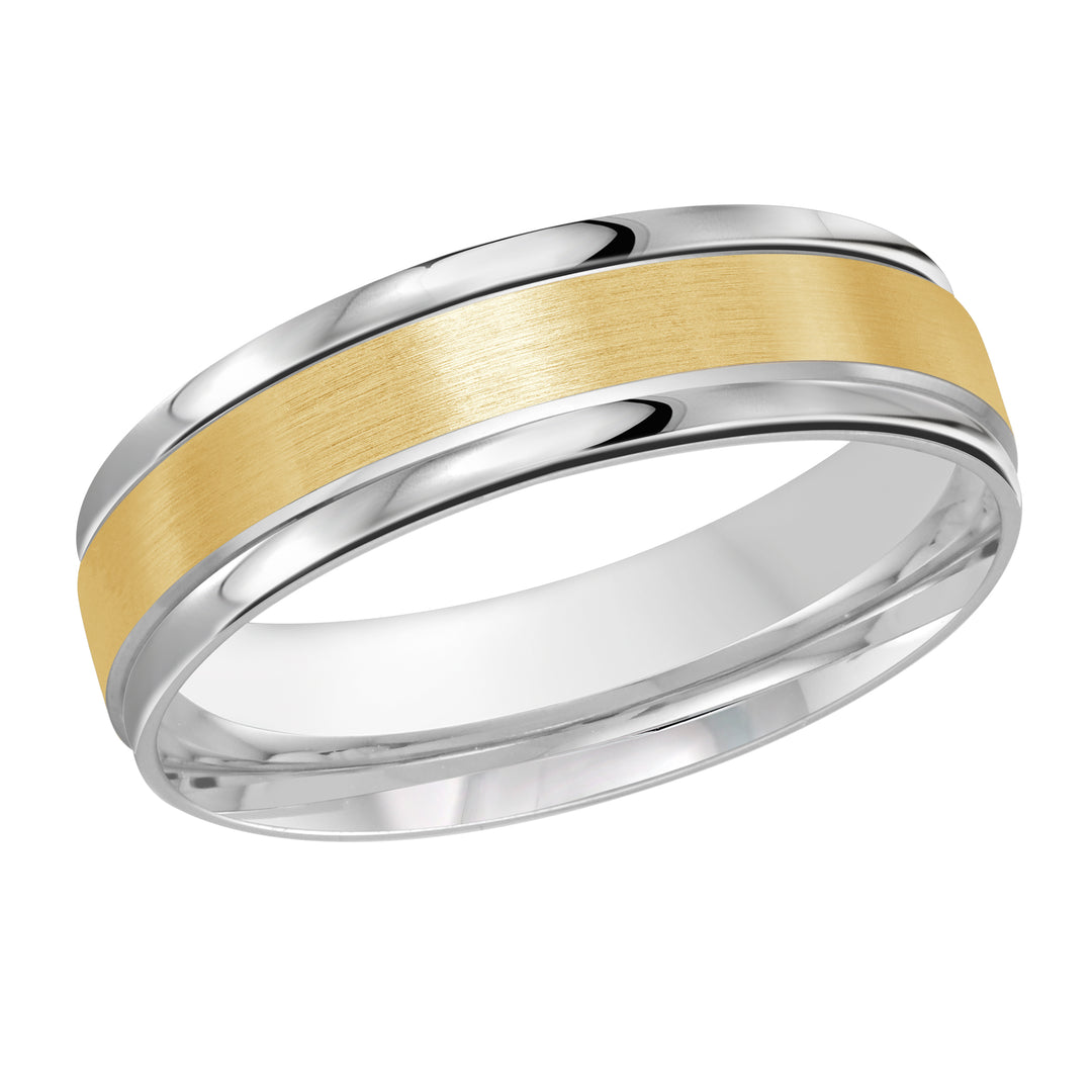 M3 031 6WY 01   A White   Yellow Wedding Band available in 10K  14K and 18K Gold