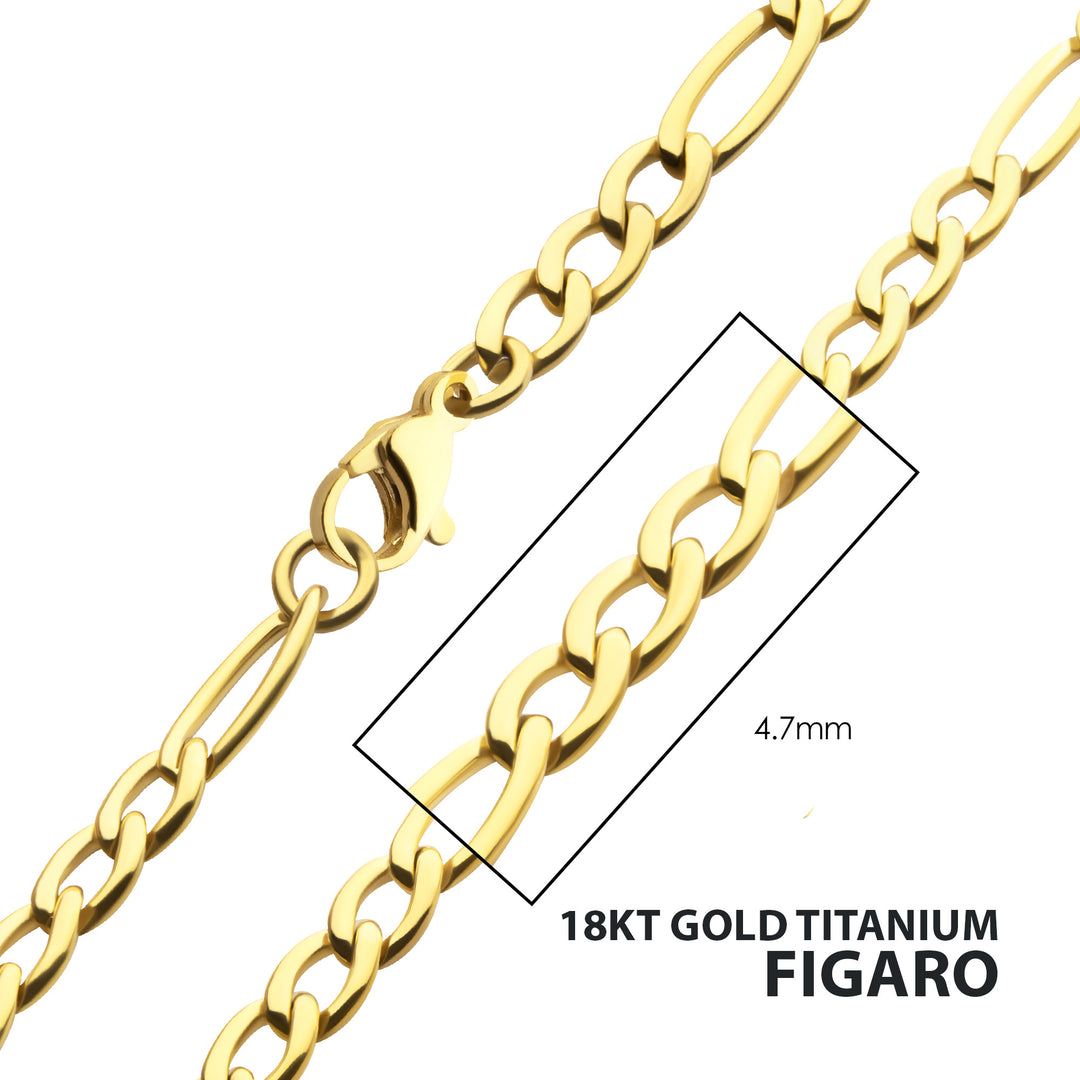 4.7mm 18Kt Gold IP Titanium Figaro Chain Necklace