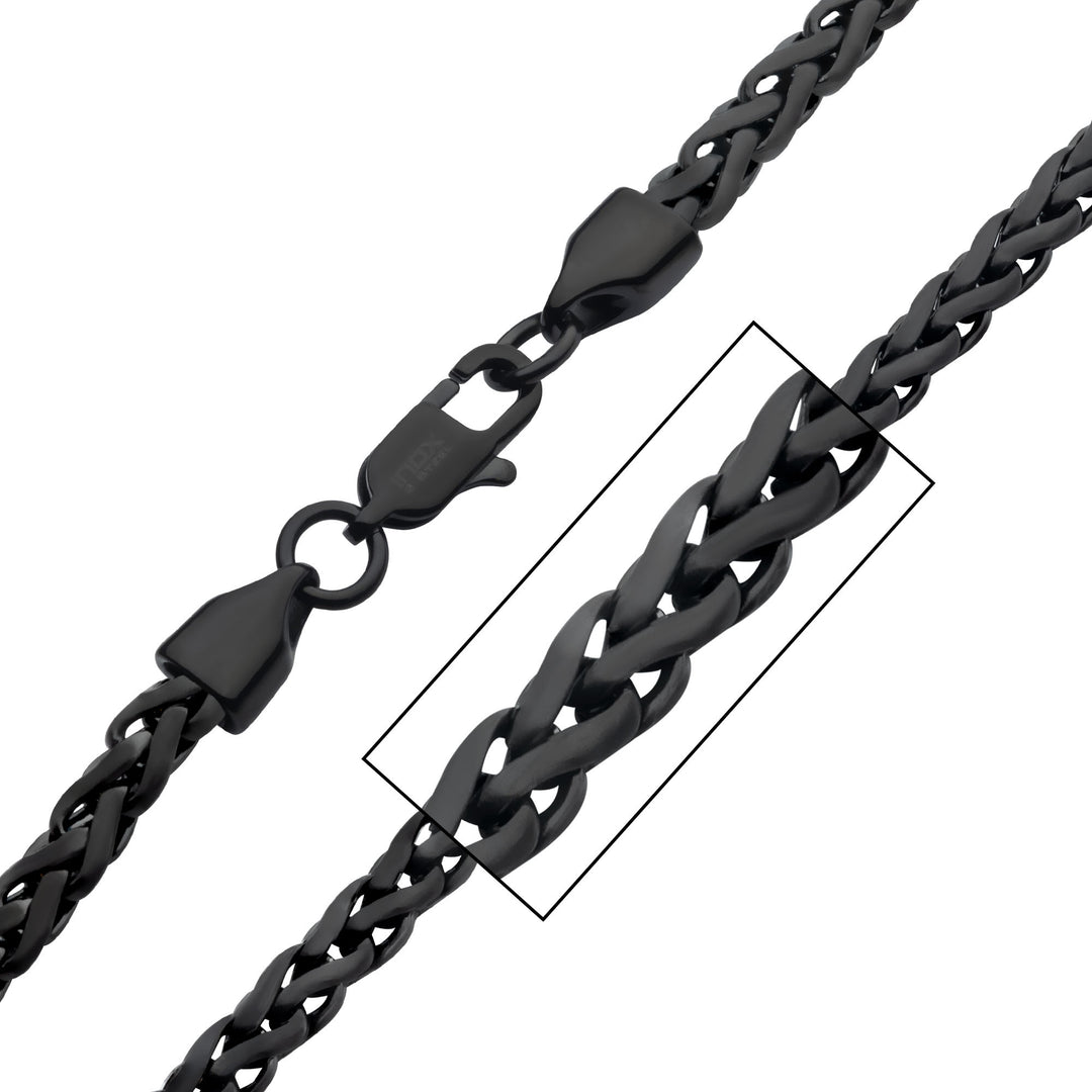 5mm Matte Finish Black IP Stainless Steel Spiga Chain Necklace