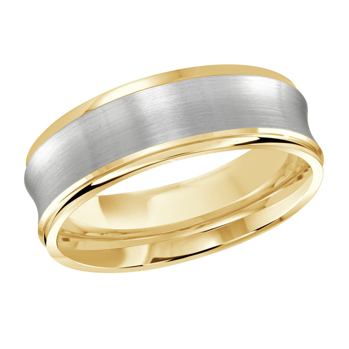 M3 095 7YW 01   A Yellow   White Wedding Band available in 10K  14K and 18K Gold