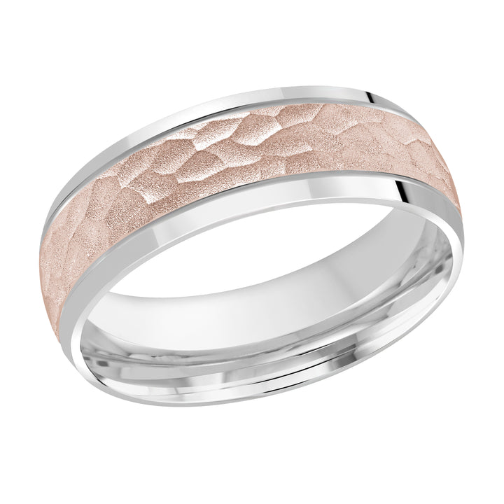 M3 896 7WP 02   A White   Pink Wedding Band available in 10K  14K and 18K Gold