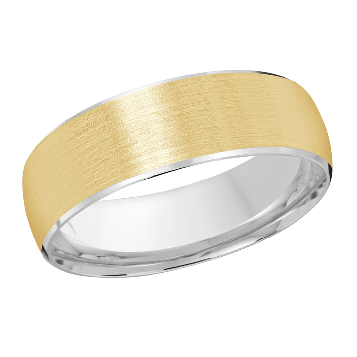 M3 249 7WY 01   A White   Yellow Wedding Band available in 10K  14K and 18K Gold