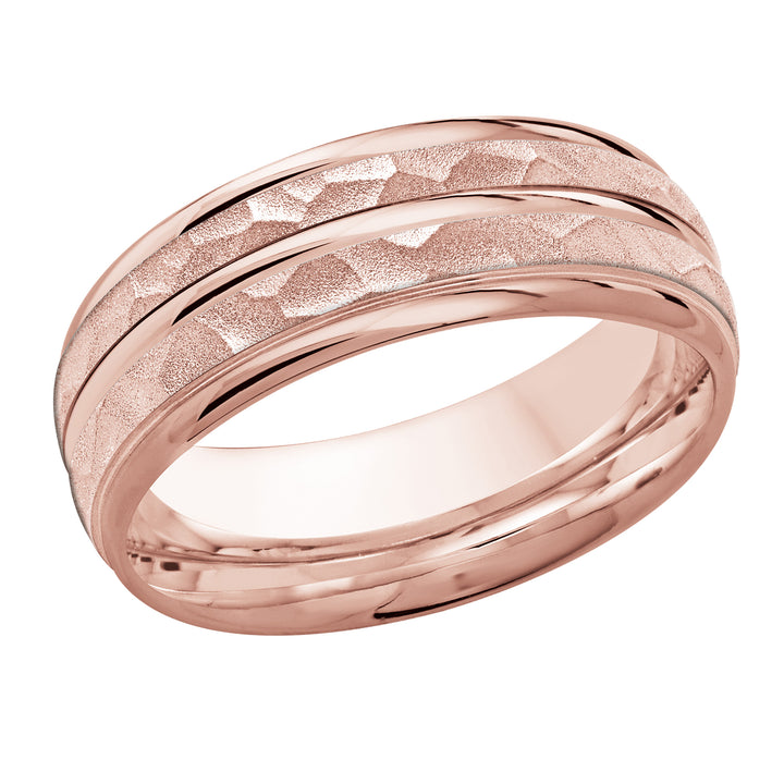 M3 016 8P 02   A Pink Wedding Band available in 10K  14K and 18K Gold