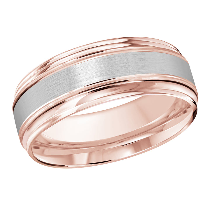 M3 009 8PW 01   A Pink White Wedding Band available in 10K  14K and 18K Gold