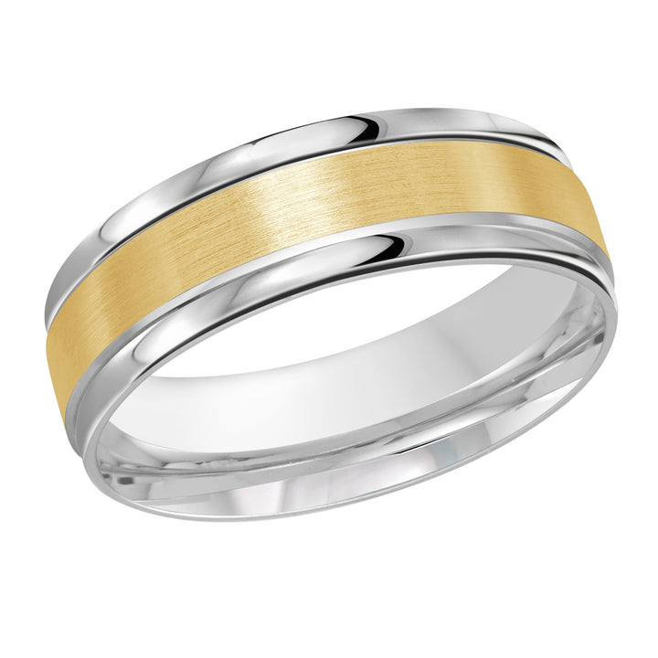 M3 031 7WY 01   A White   Yellow Wedding Band available in 10K  14K and 18K Gold