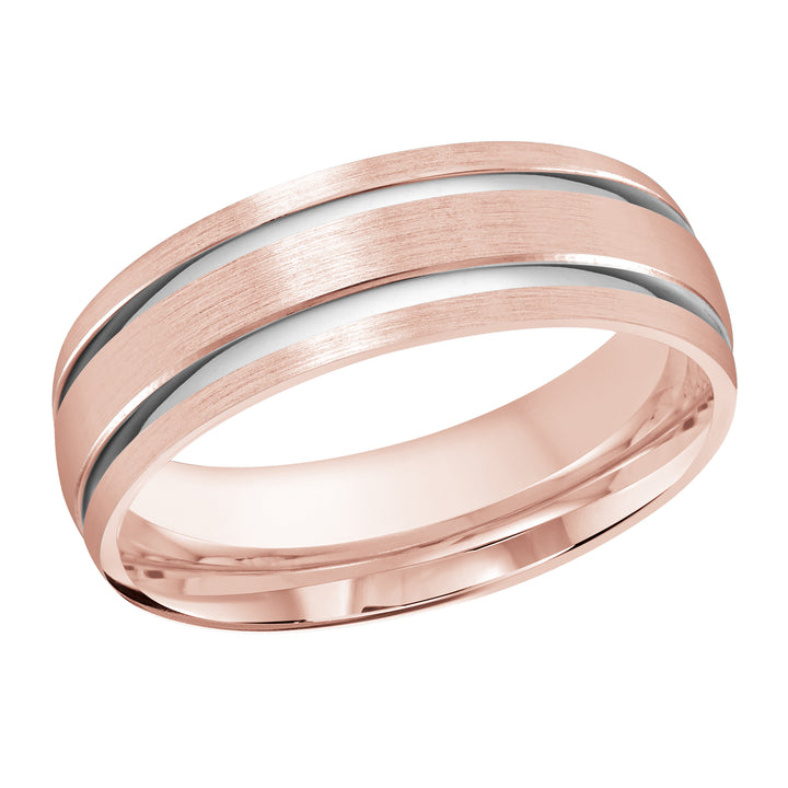 M3 389 7PW 01   A Pink White Wedding Band available in 10K  14K and 18K Gold