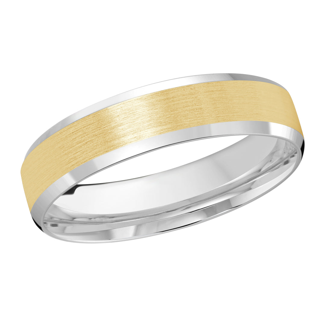 M3 1105 5WY 01   A White   Yellow Wedding Band available in 10K  14K and 18K Gold