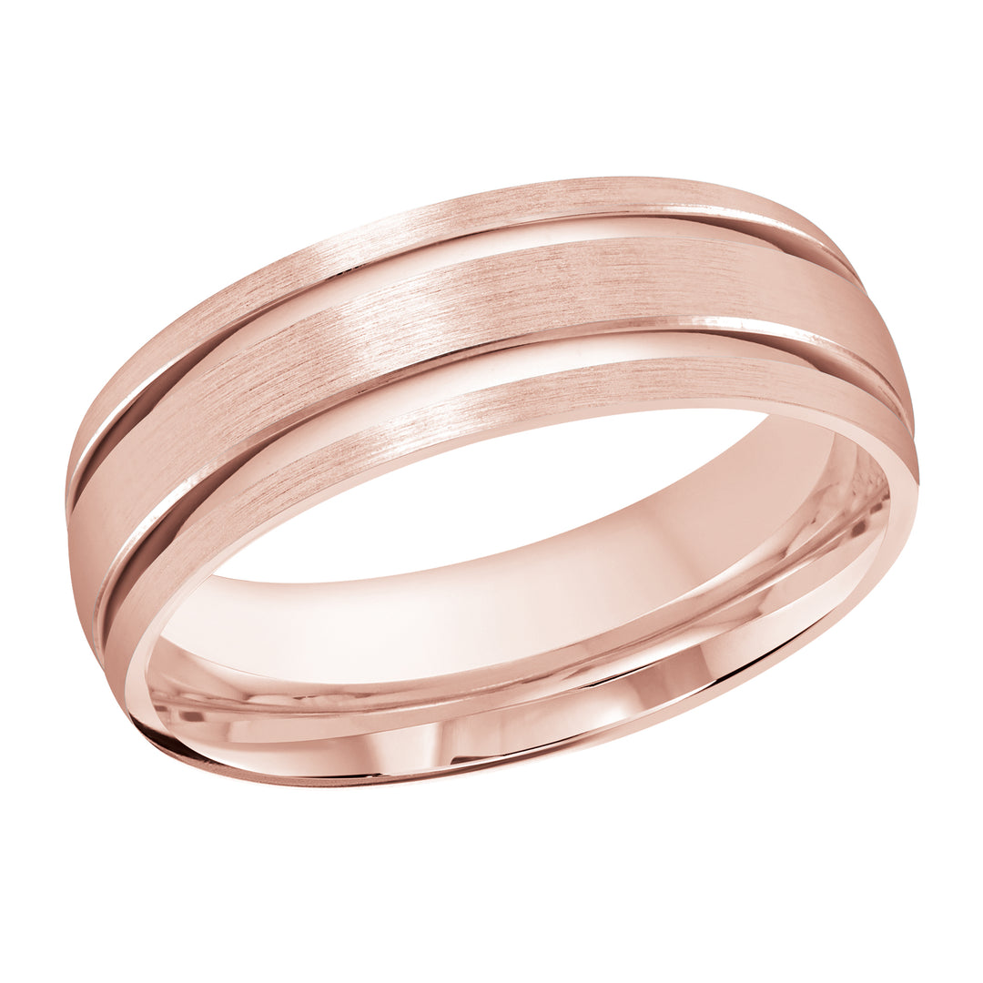 M3 389 7P 01   A Pink Wedding Band available in 10K  14K and 18K Gold